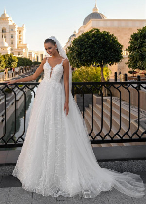 Sparkly Lace Low Back Wedding Dress With Straps Sparkly Lace Low Back Wedding Dress With Straps